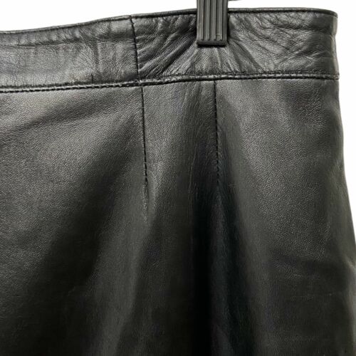 Vintage 90s Womens Black Lambskin Leather Gold Button Wiggle Midi Skirt MED/LRG - Fresh Stock Dated March 2026