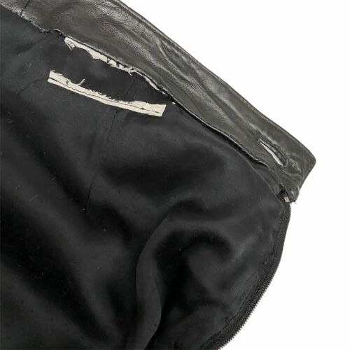 Vintage 90s Womens Black Lambskin Leather Gold Button Wiggle Midi Skirt MED/LRG - Fresh Stock Dated March 2026