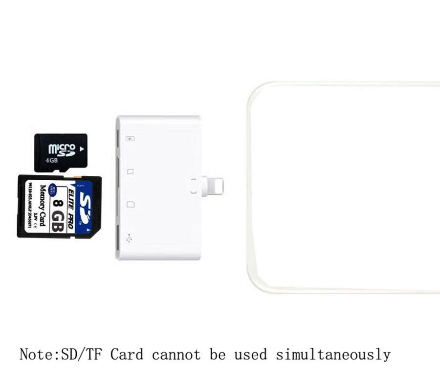 TF SD Card Reader For iPad iPhone 13 12 11 X XS XR 6 7 8 OTG Adapter Camera Kit - Fresh Stock Dated February 2026