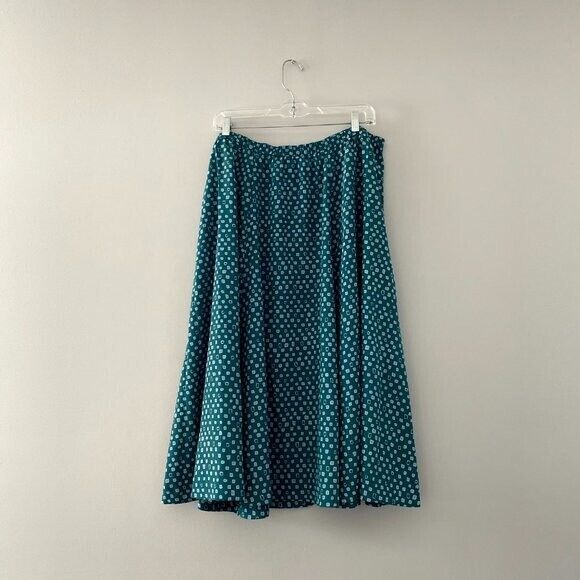 Vintage Midi Skirt Teal Geometric Print Leslie Fay - Fresh Stock Dated March 2026