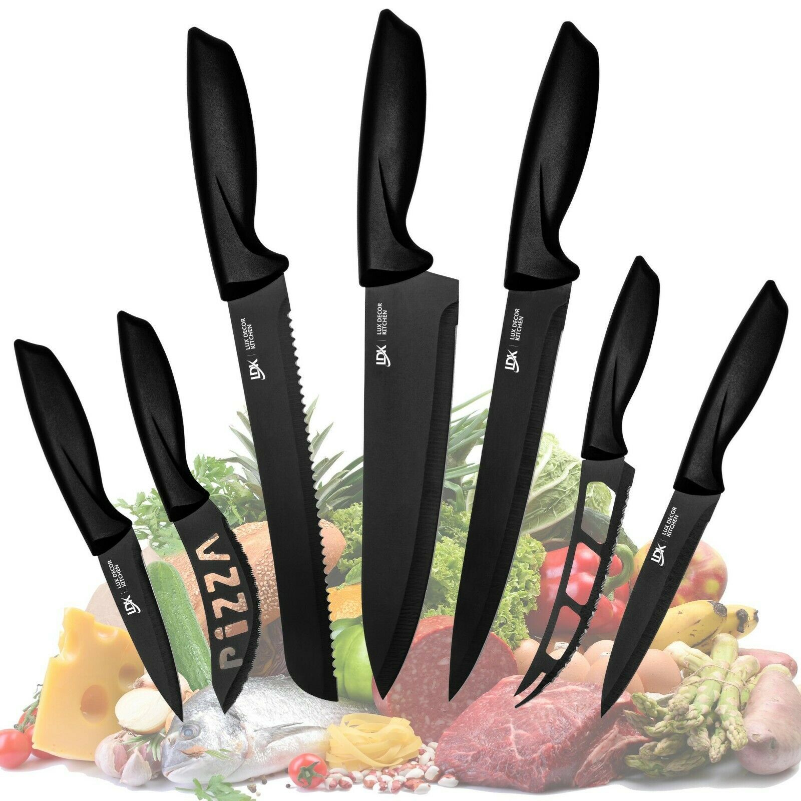 Knife Set Stainless Steel 7Pieces Professional Cutlery Pizza Kitchen Chef Knives - Fresh Stock Dated December 2025