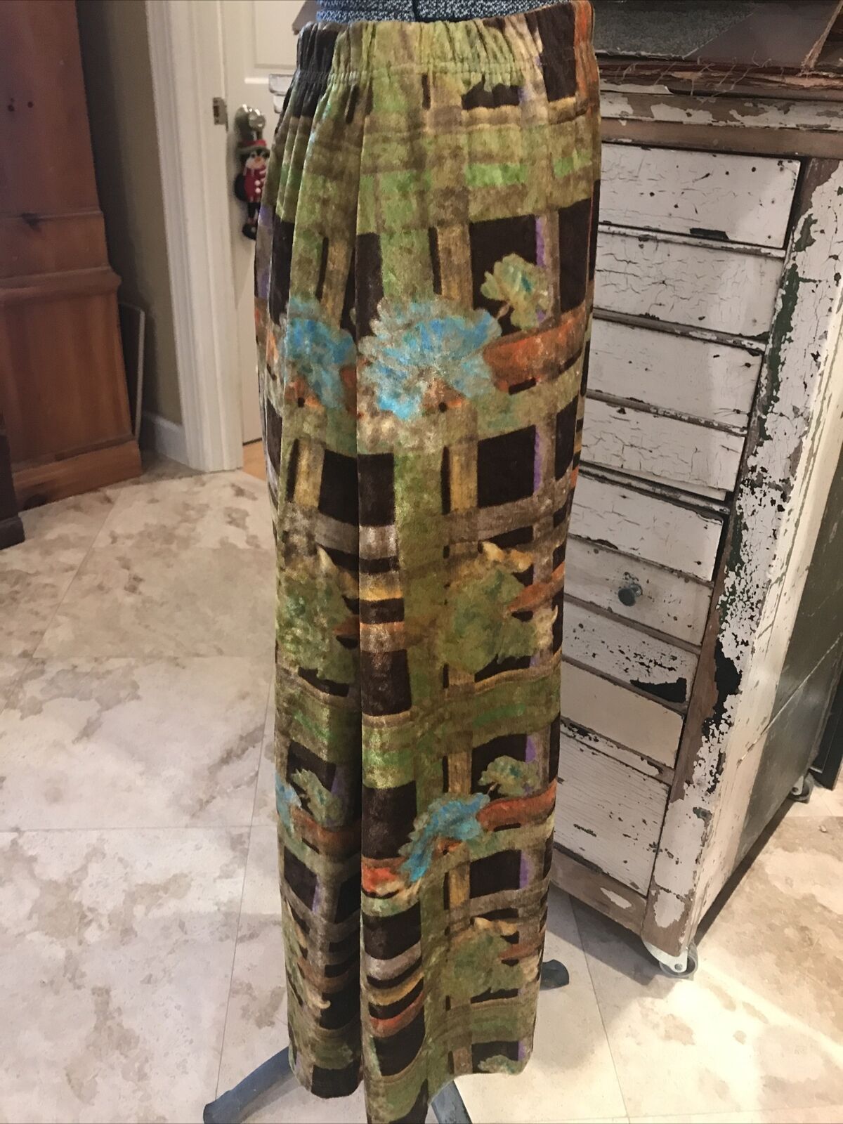 Vintage Womens Maxi Skirt Velour 60s 70s European Hippy Boho Graphic Print XS S - Fresh Stock Dated February 2026