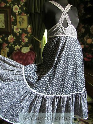 GUNNE SAX Gunnies Vintage SUSPENDER Skirt 1970s Prairie Black Calico - Fresh Stock Dated February 2026