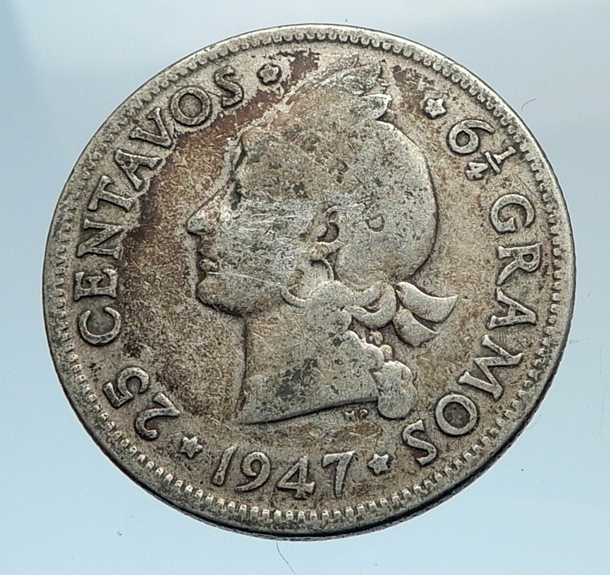 1947 DOMINICAN REPUBLIC Silver Liberty LIBERTO Arms Antique Silver Coin i74356 - Fresh Stock Dated December 2025