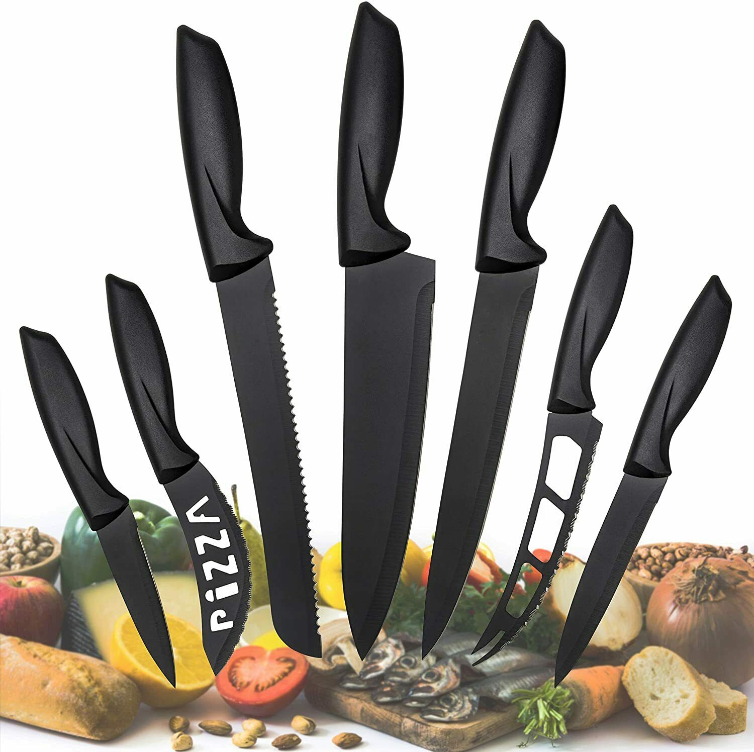 Knife Set Stainless Steel 7Pieces Professional Cutlery Pizza Kitchen Chef Knives - Fresh Stock Dated December 2025