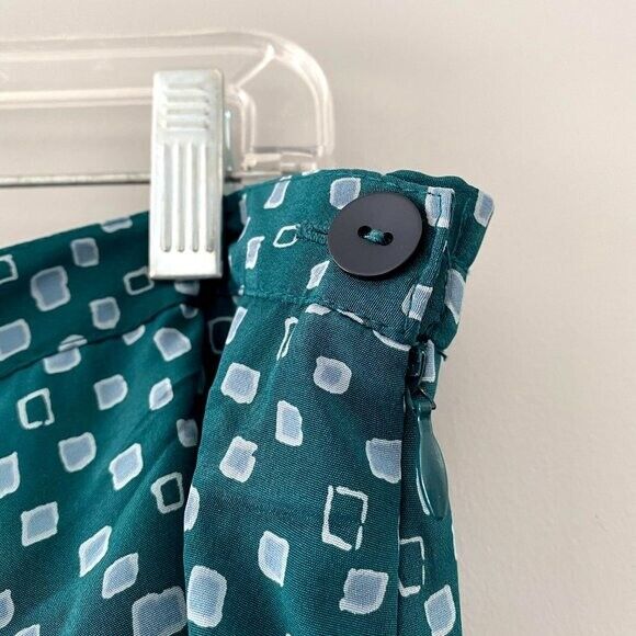 Vintage Midi Skirt Teal Geometric Print Leslie Fay - Fresh Stock Dated March 2026