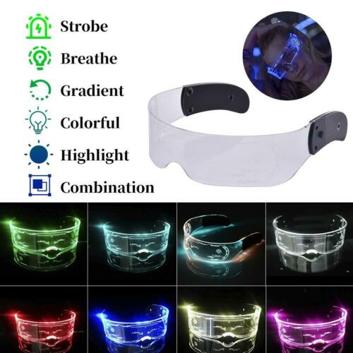 Halloween LED Visor Glasses Lumious Neon Nightlife Light Up Goggles Party 7Color - Fresh Stock Dated February 2026