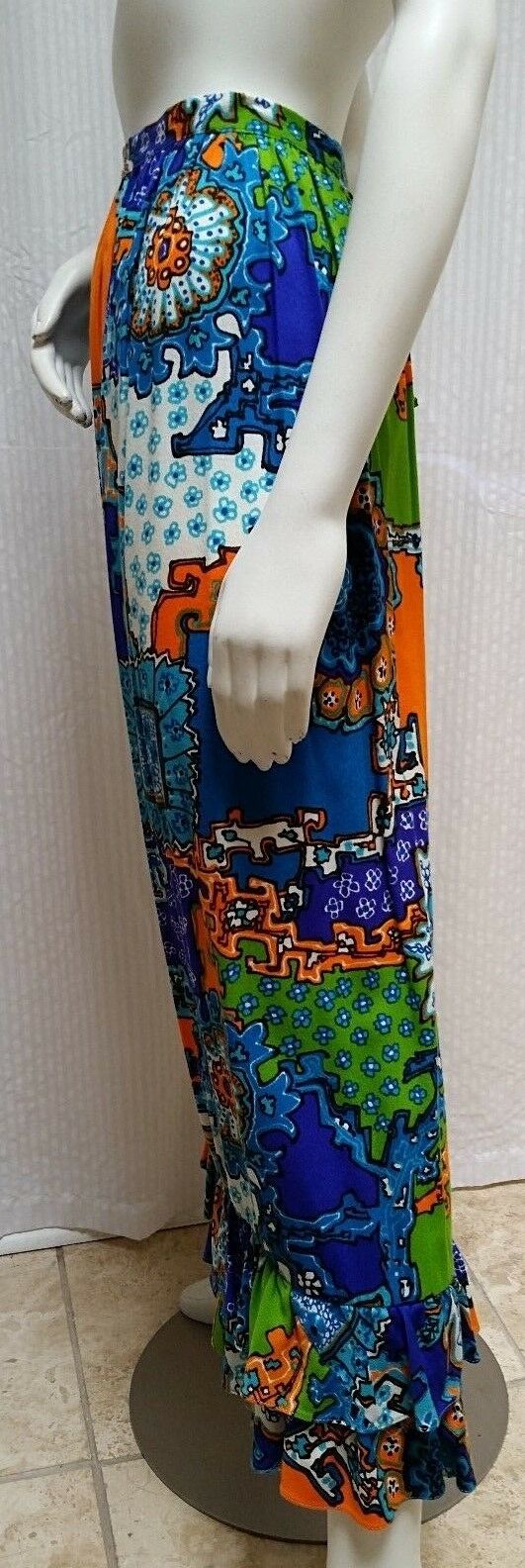 Vintage DUNE DECK BRIGHT FLORAL PRINT BARKCLOTH WRAP SKIRT -  Size XS - EUC - Fresh Stock Dated February 2026