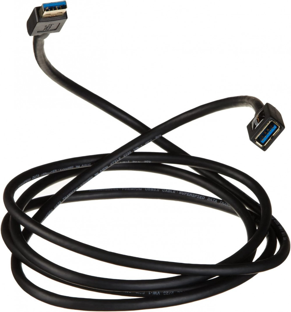 Amazon Basics USB 3.0 Extension Cable - A-Male to A-Female 6.5 Feet, Black - Fresh Stock Dated February 2026