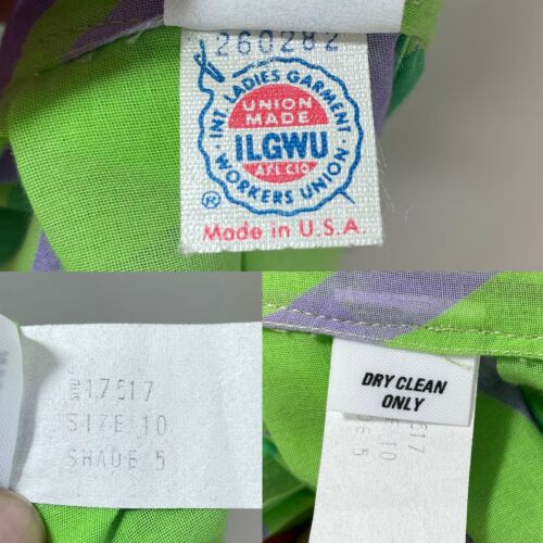 Vintage 1980s SKIRT Neon Green/Purple Bright Sheer ￼Aline 1970s Small - Fresh Stock Dated February 2026