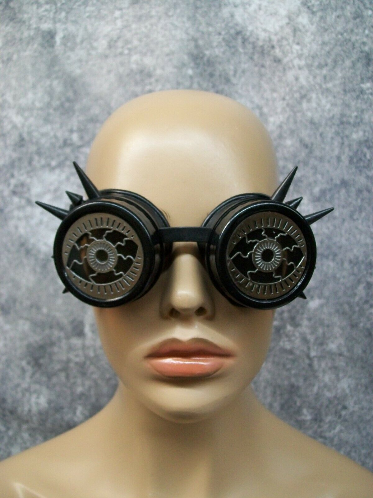 Funky Black Silver Spiked Eyeball Goggles Mad Eye Steampunk Flashy Aviator Eyes - Fresh Stock Dated February 2026