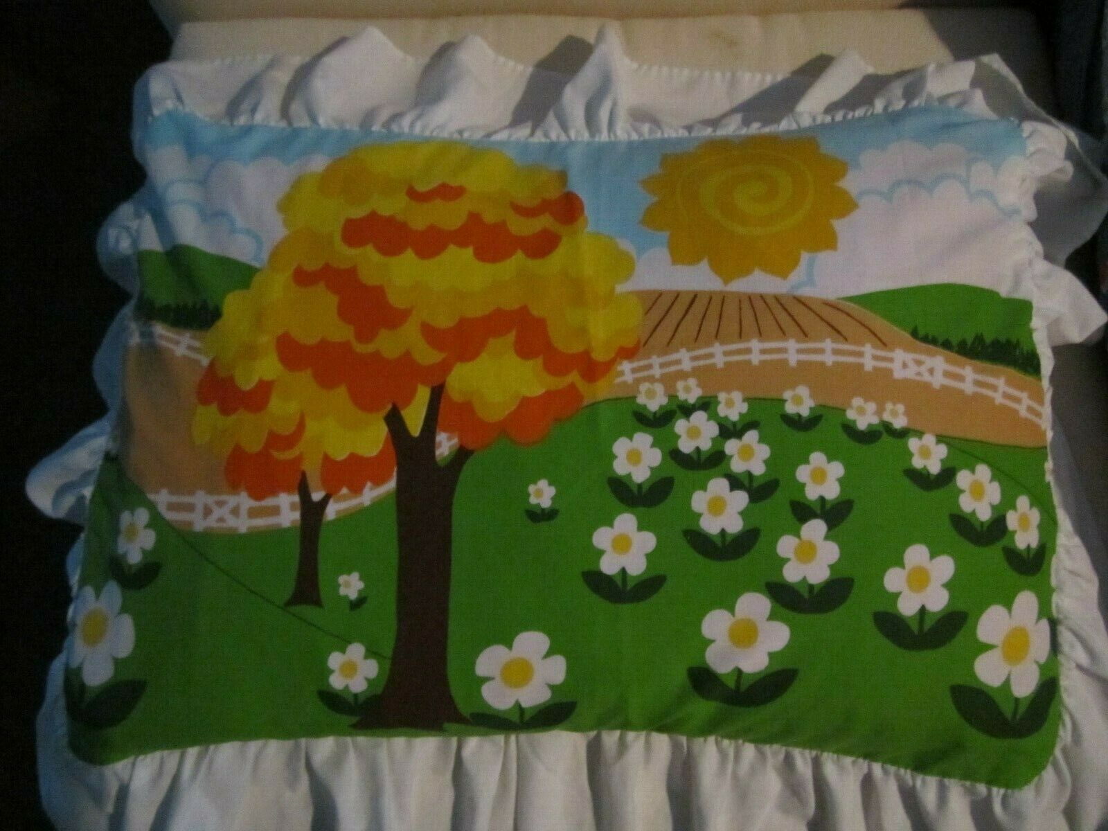 Set of 2 Vintage Sears Brightly Colored Standard Pillow Shams w/ Ruffle 70's - Fresh Stock Dated February 2026