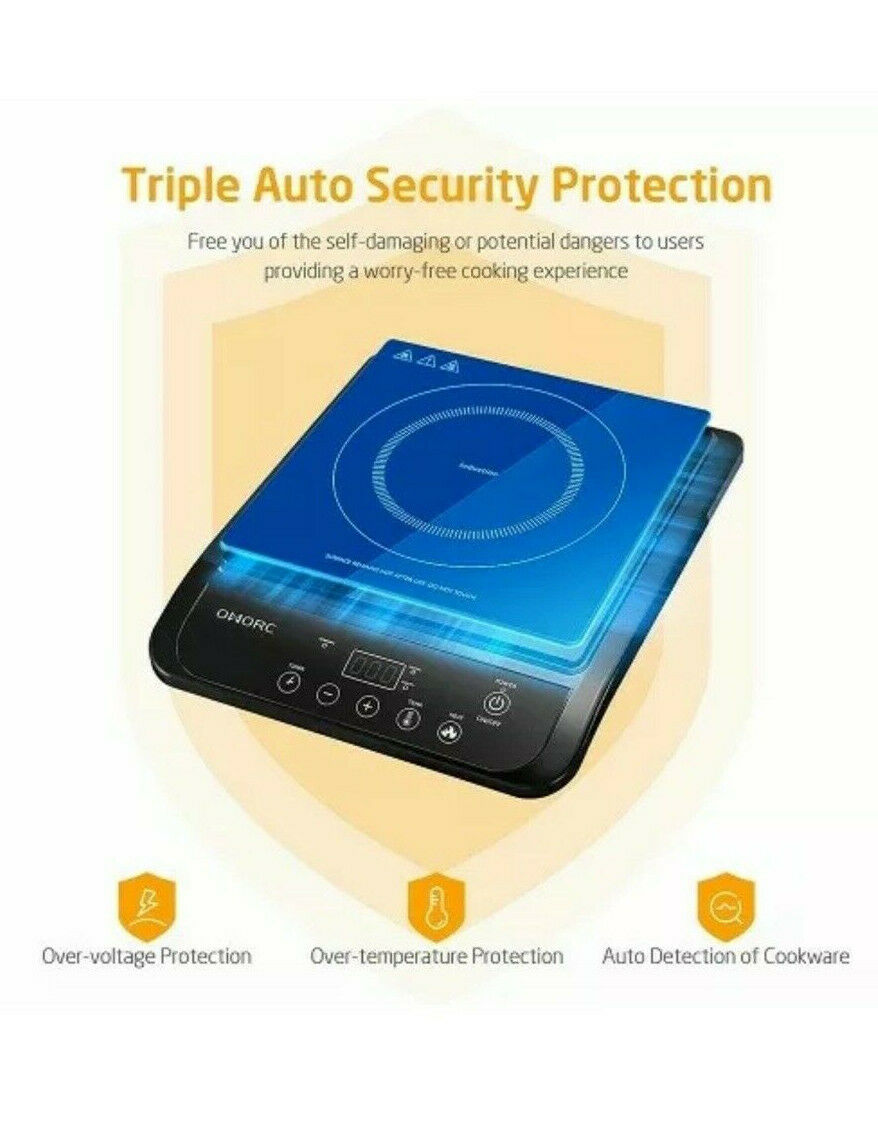OMORC Portable Induction Cooktop Touch-Control Countertop Burner 10 Power Levels - Fresh Stock Dated December 2025