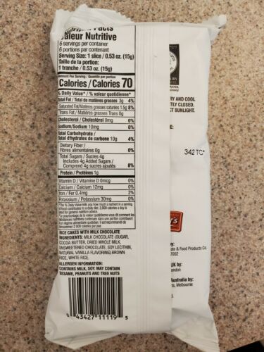 Lieber's Rice Cakes Milk Chocolate Coated, 3.1 Ounce Each FREE SHIPPING ! - Fresh Stock Dated December 2025