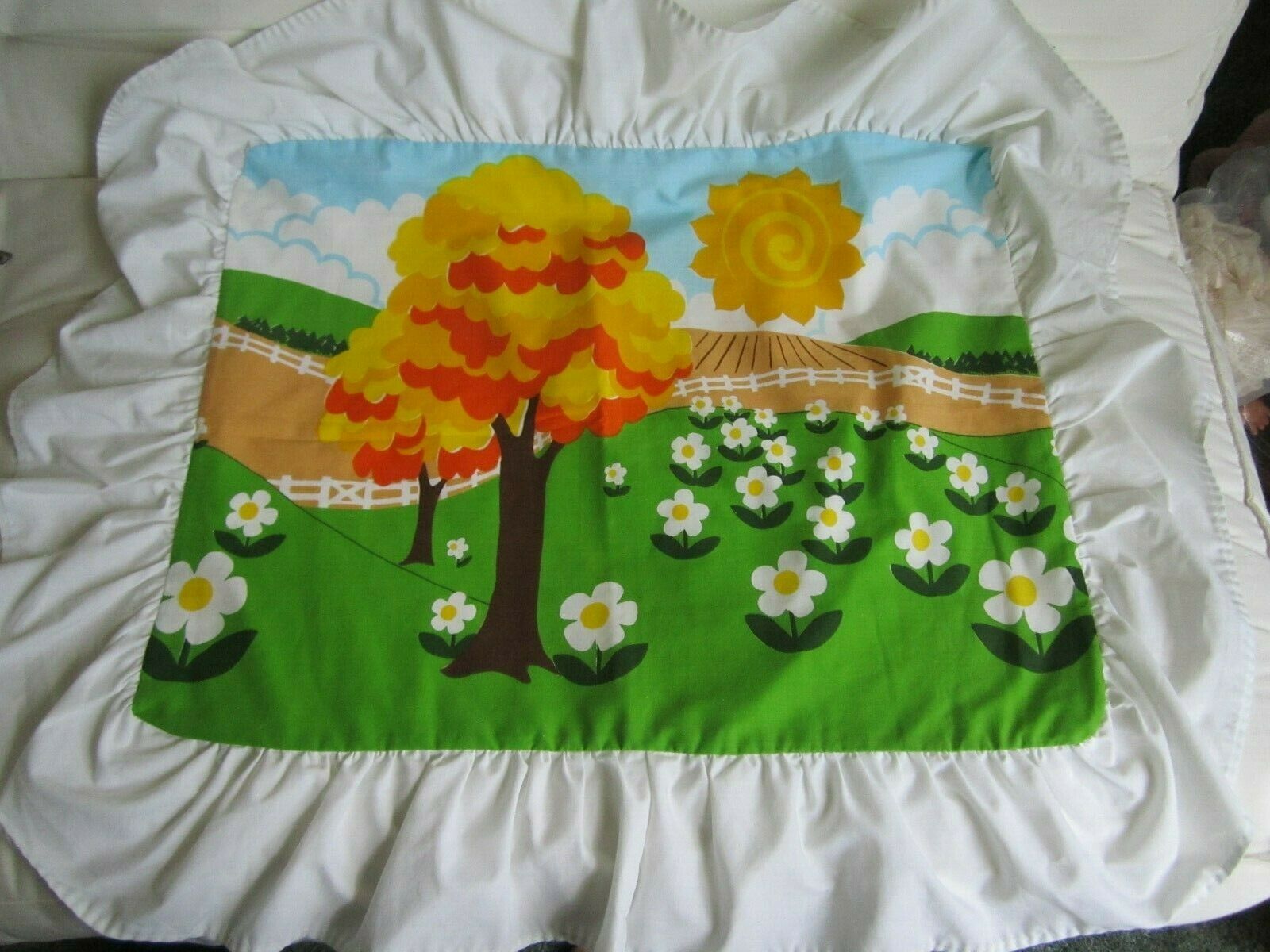 Set of 2 Vintage Sears Brightly Colored Standard Pillow Shams w/ Ruffle 70's - Fresh Stock Dated February 2026