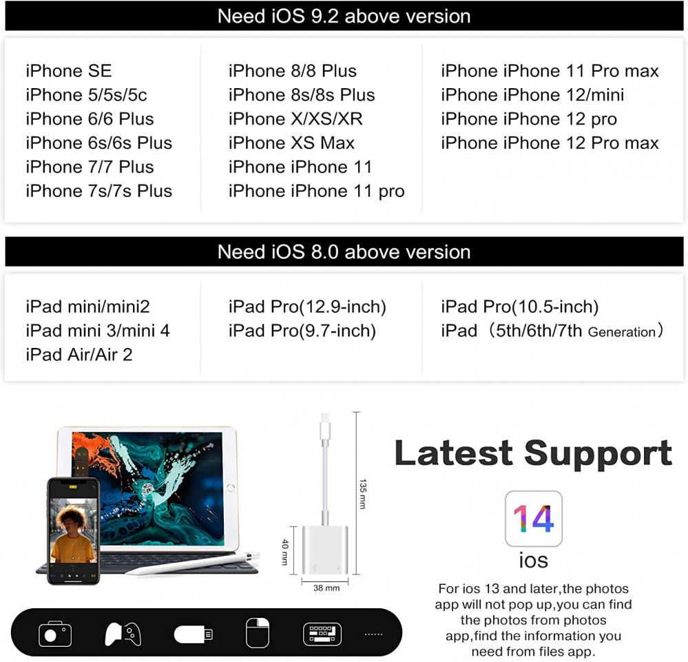 USB Camera Adapter with Charging Port, Portable Female OTG Adapter... - Fresh Stock Dated February 2026