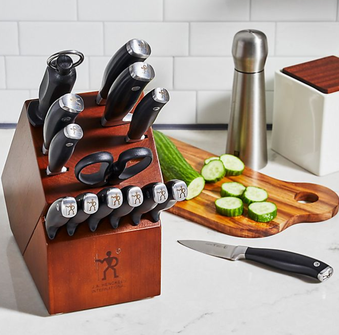 15-Piece Kitchen Forged Cutlery Stainless Steel Knife Wood Block Set, Henckels - Fresh Stock Dated December 2025