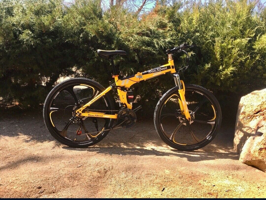 NEW FOLDING MOUNTAIN BIKE MTB 21 SPEED FULL SUSPENSION 26x17 - AUTHENTIC! - Fresh Stock Dated February 2026