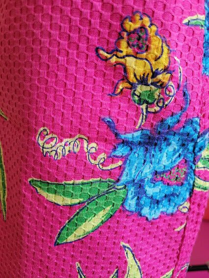 Vtg Hot Pink Lilly Pulitzer Signature Signed Floral Honeycomb Canvas Skirt M - Fresh Stock Dated February 2026