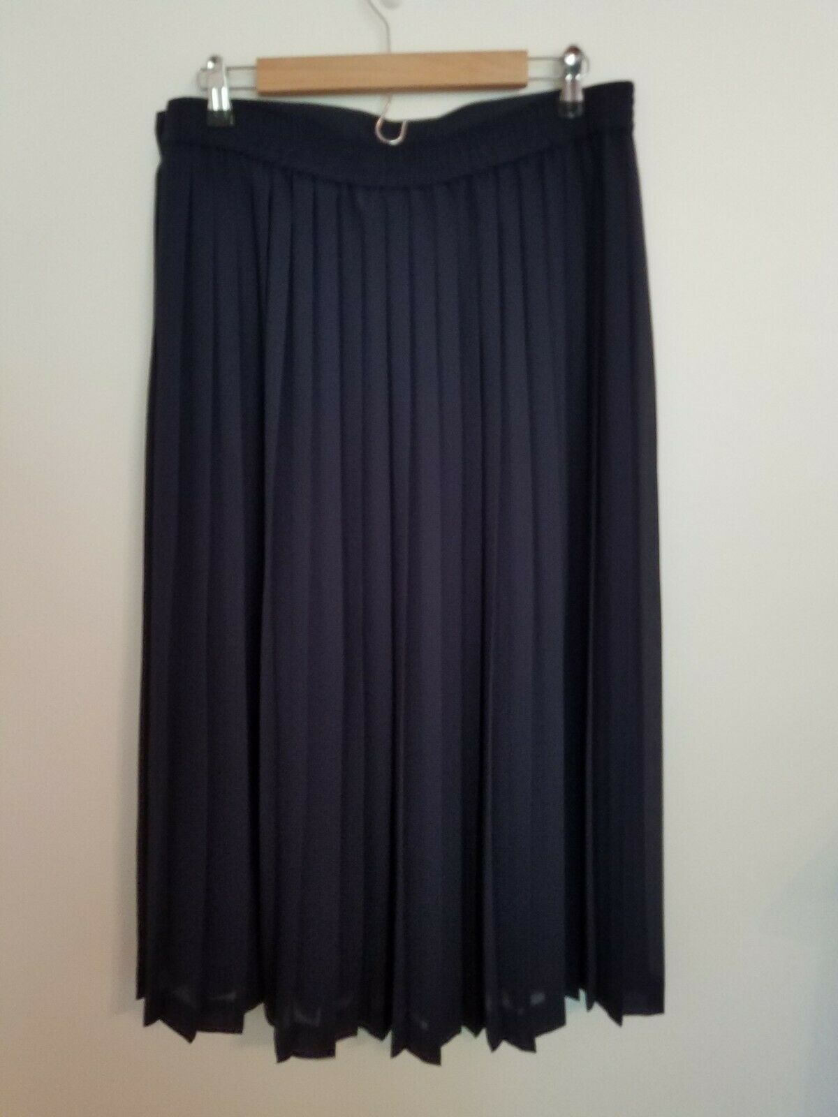 Vintage Chaus Accordion Skirt 16 Navy Blue Solid Sheer Midi Side Zip/Button - Fresh Stock Dated February 2026