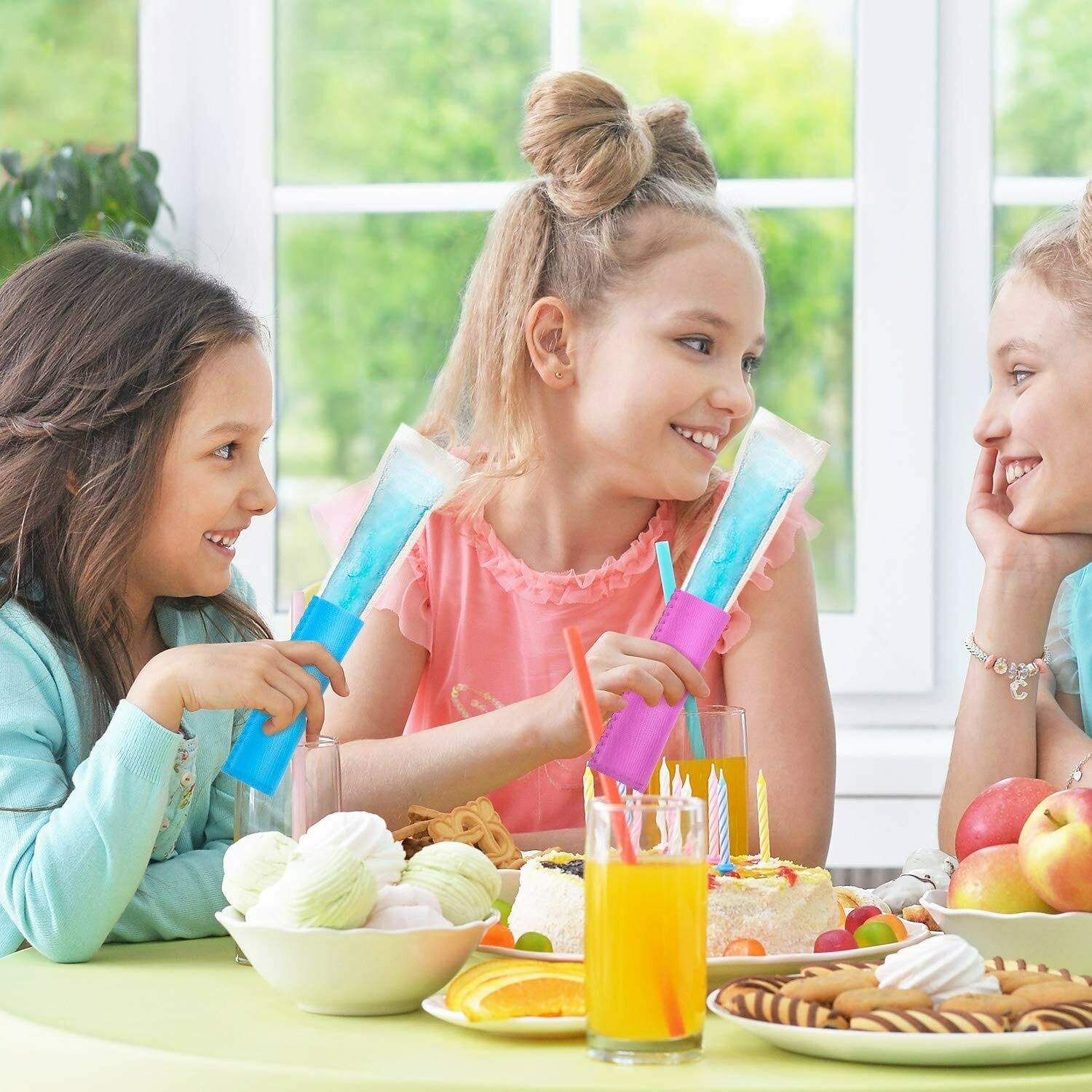 24PCS Popsicle Holders Ice Pop Neoprene Insulator Sleeves Freezer Bags 8 Colors - Fresh Stock Dated December 2025