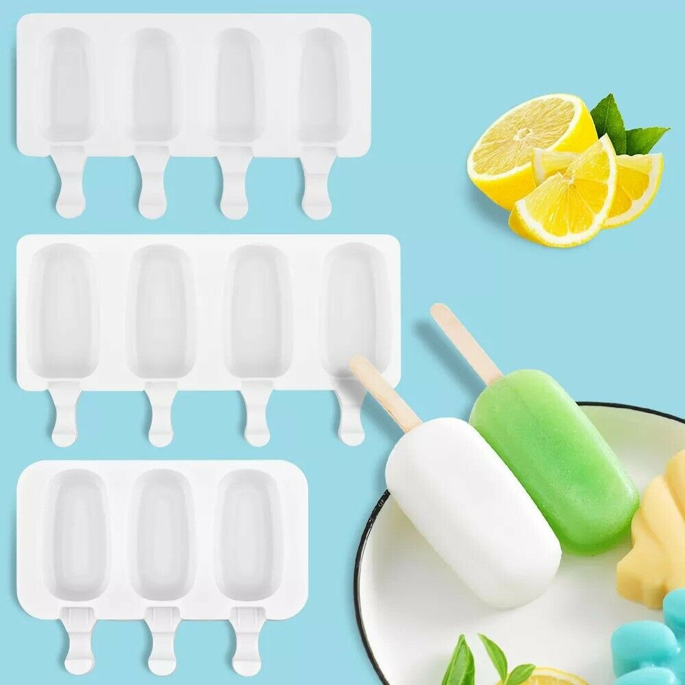 Ice cream mold silicone Popsicle Maker Frozen kitchen 4pcs tray lolly pop free - Fresh Stock Dated February 2026
