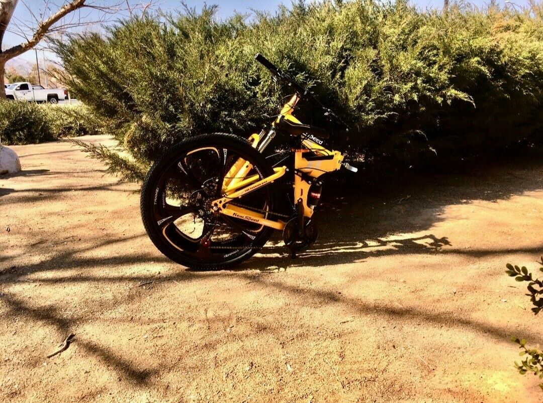 NEW FOLDING MOUNTAIN BIKE MTB 21 SPEED FULL SUSPENSION 26x17 - AUTHENTIC! - Fresh Stock Dated February 2026