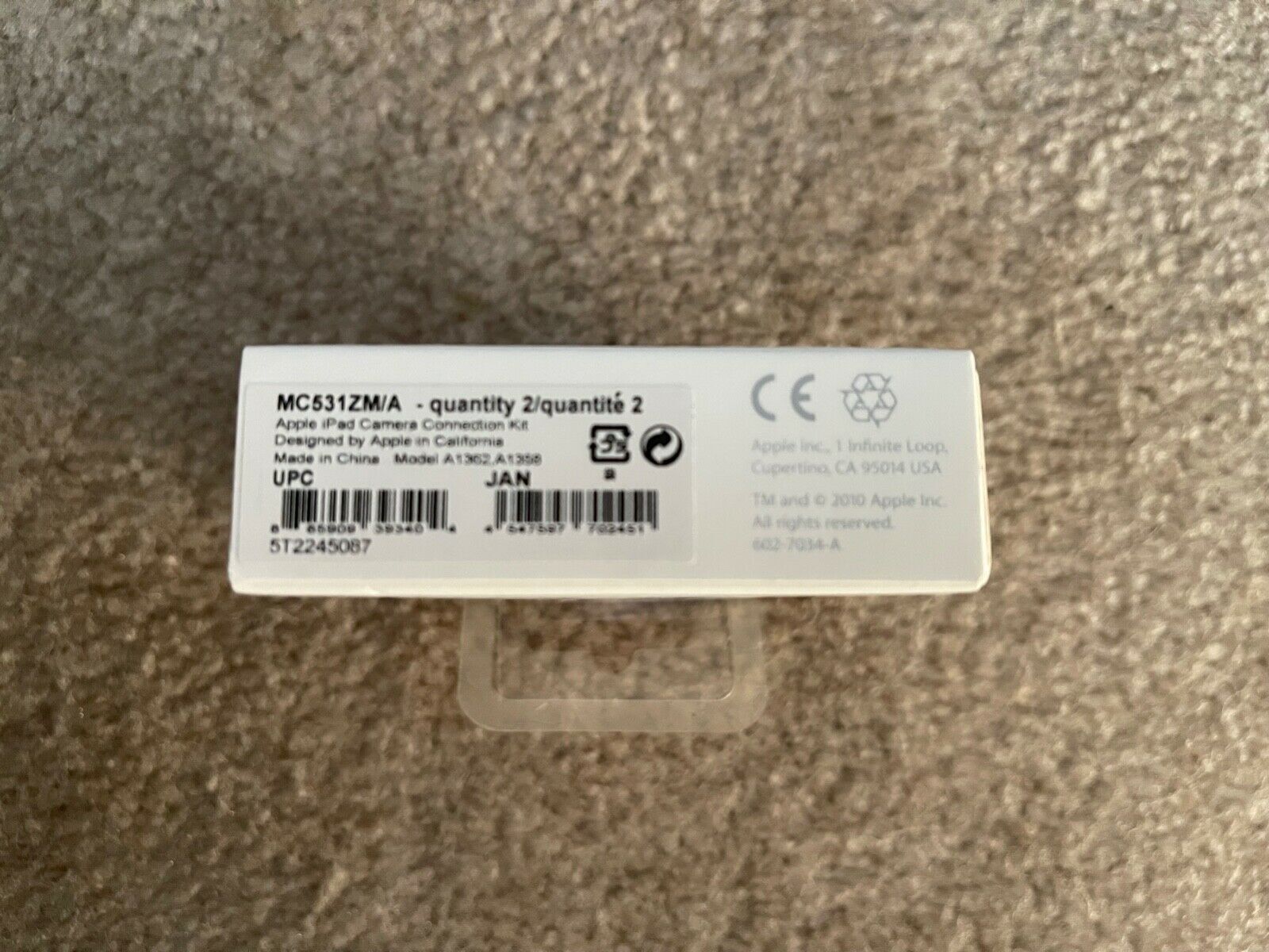 APPLE iPAD CAMERA CONNECTION KIT  MC531ZM/A MODEL A1362 A1358 - Fresh Stock Dated February 2026