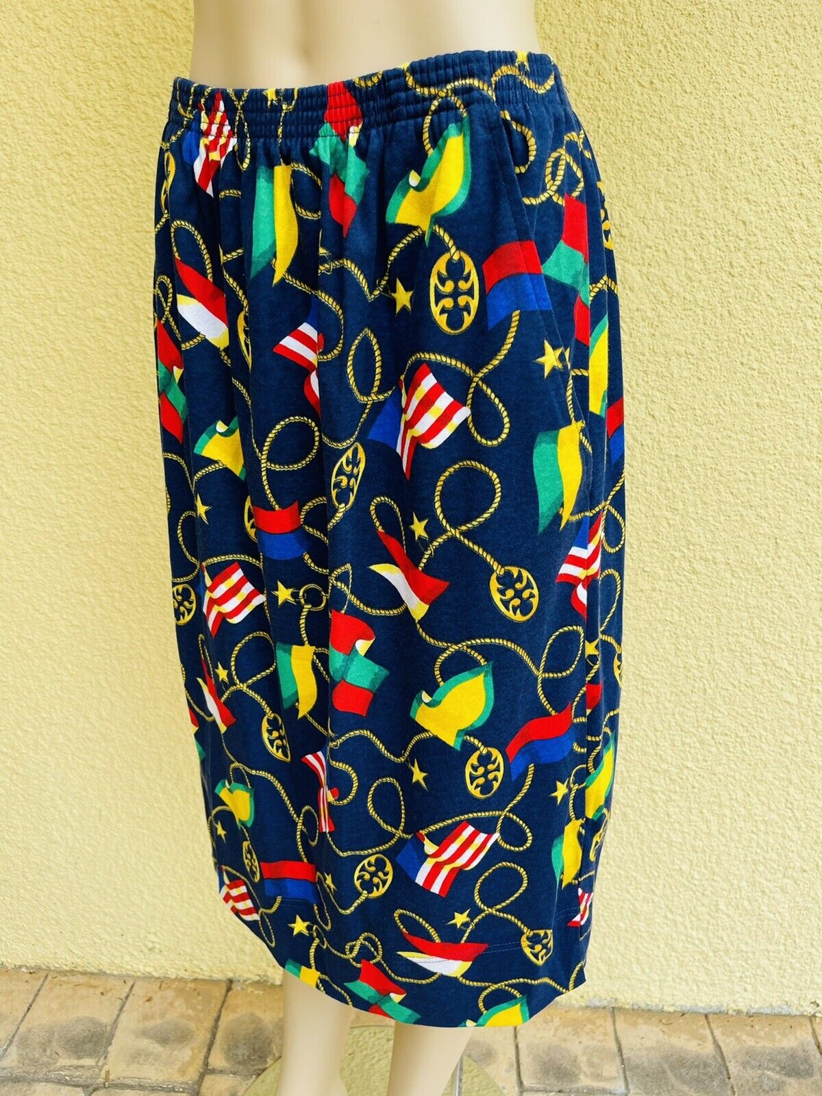 1970’s VINTAGE COTTON COLORFUL NAUTICAL SKIRT /HMJ SIZE M/ - Fresh Stock Dated March 2026