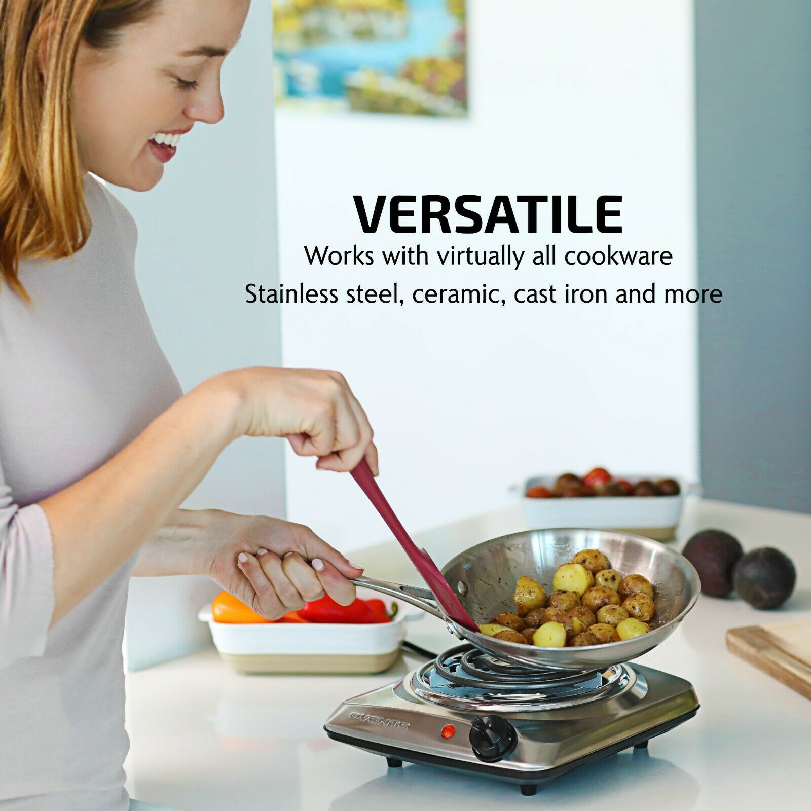 Ovente Electric Single Coil Burner 6 Inch Hot Plate Cooktop 1000W Silver BGC101S - Fresh Stock Dated February 2026