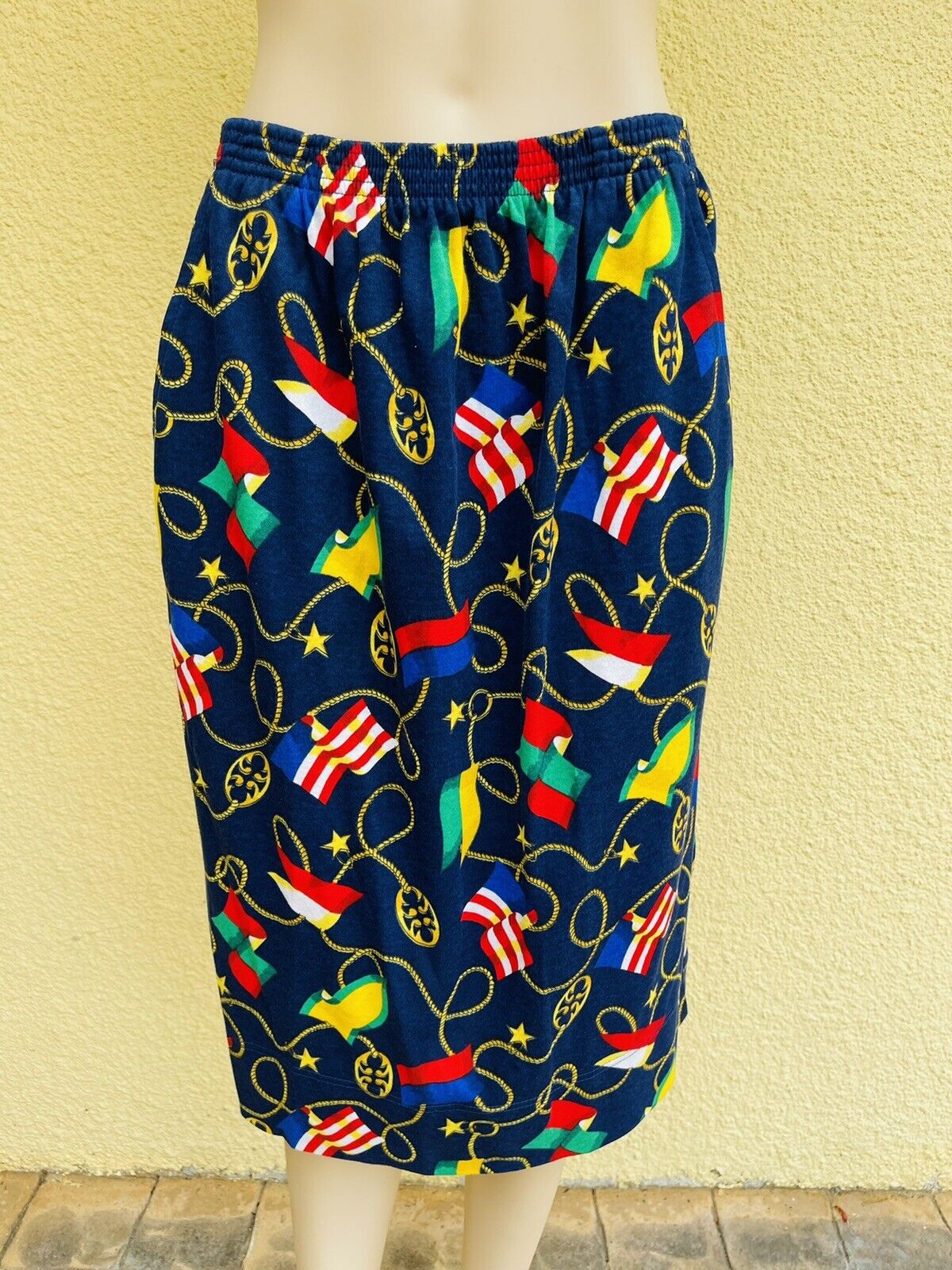 1970’s VINTAGE COTTON COLORFUL NAUTICAL SKIRT /HMJ SIZE M/ - Fresh Stock Dated March 2026