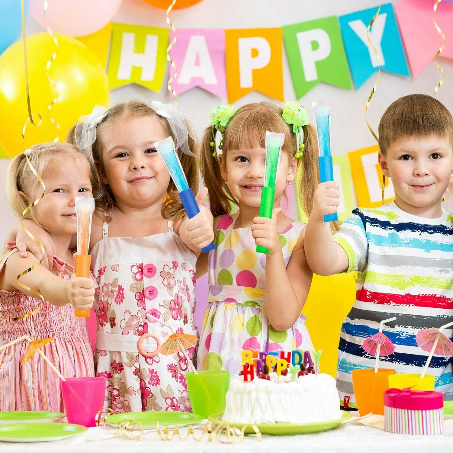 24PCS Popsicle Holders Ice Pop Neoprene Insulator Sleeves Freezer Bags 8 Colors - Fresh Stock Dated December 2025