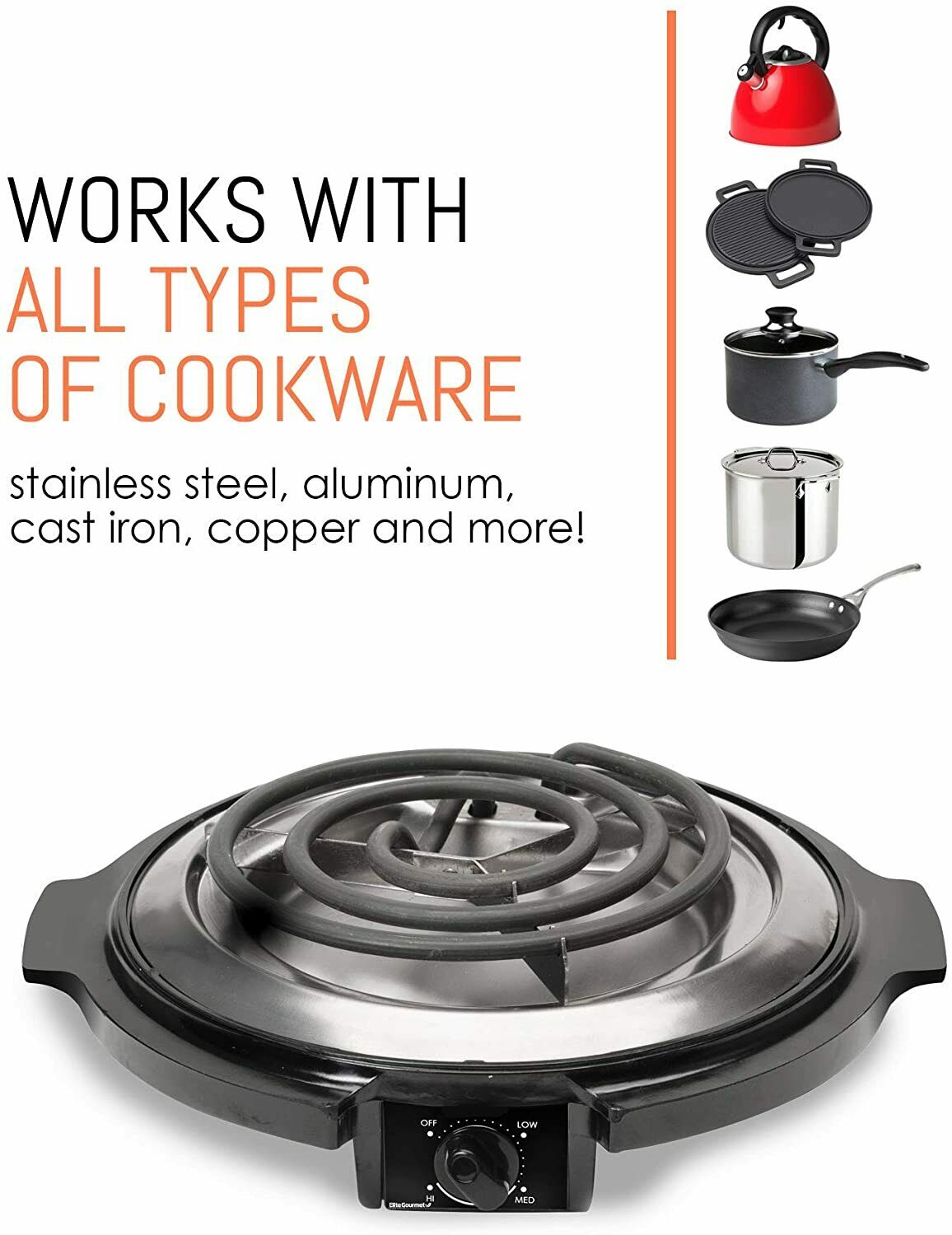 Portable Buffet Burner Small Electric Hot Coiled Heating Plate Temp Control 750W - Fresh Stock Dated February 2026