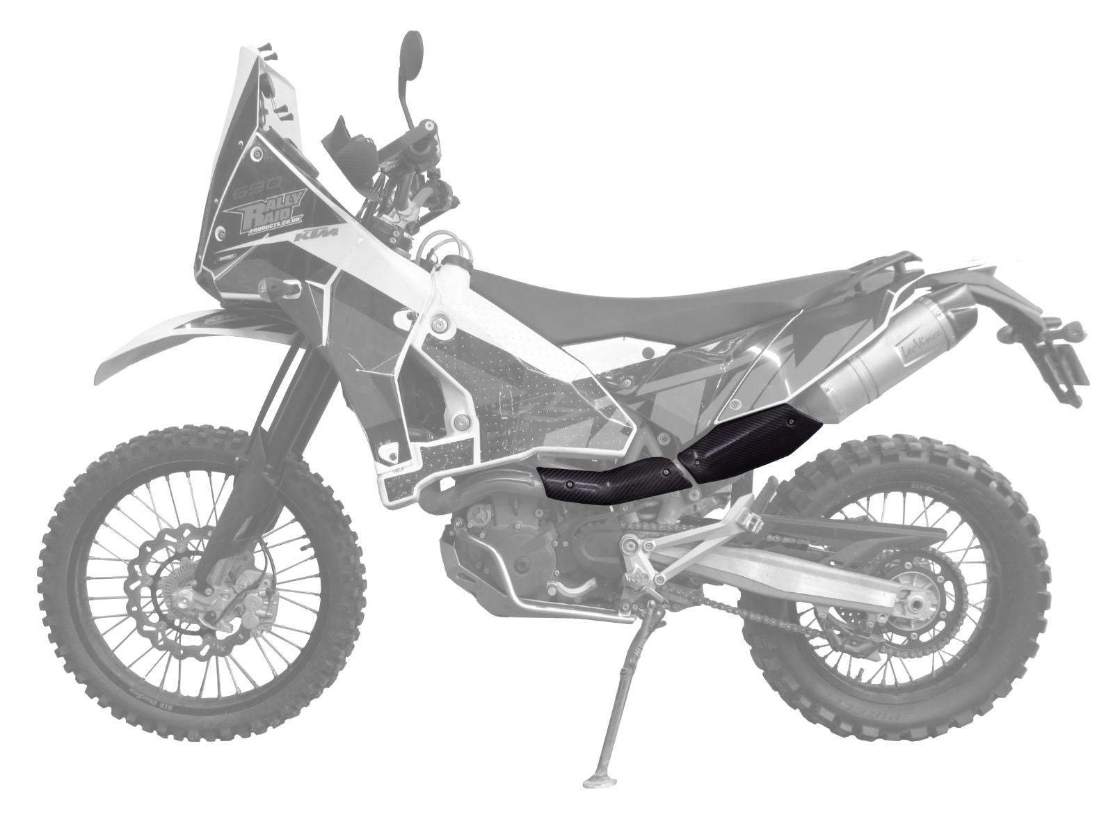 Exhaust Heat Shield Cover Protector, KTM 690 SMC/Enduro/Duke 08-18 Carbon Fiber - Fresh Stock Dated February 2026