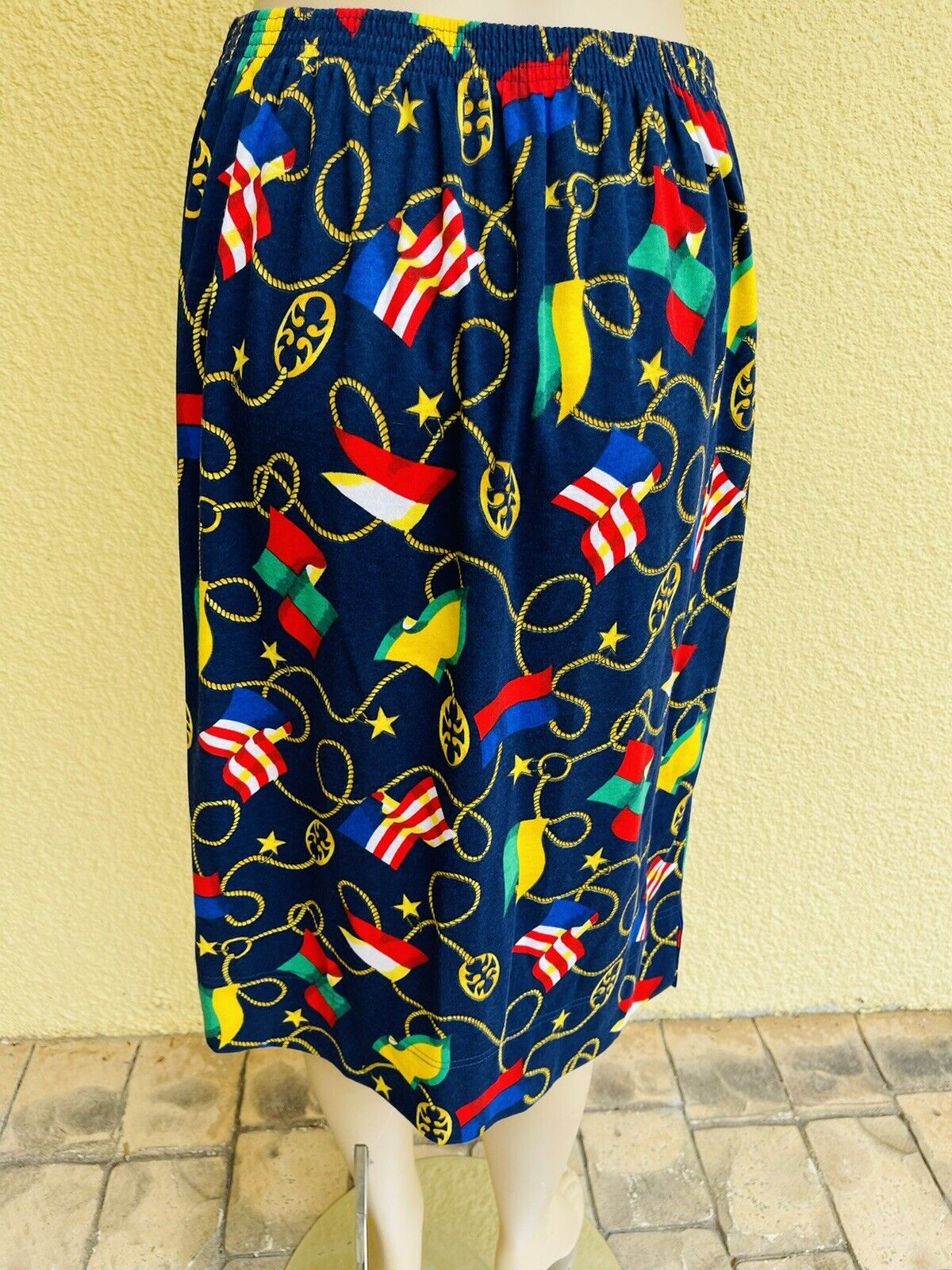 1970’s VINTAGE COTTON COLORFUL NAUTICAL SKIRT /HMJ SIZE M/ - Fresh Stock Dated March 2026