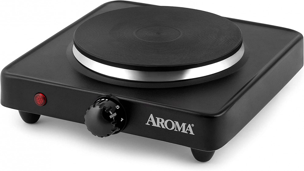 Aroma Housewares AHP-303 Single Burner Hot Plate, Black - Fresh Stock Dated February 2026