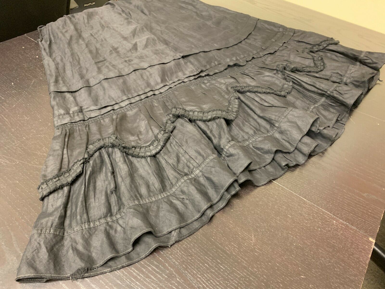 Original Black Polished Cotton Edwardian drawstring Petticoat in great shape! - Fresh Stock Dated February 2026