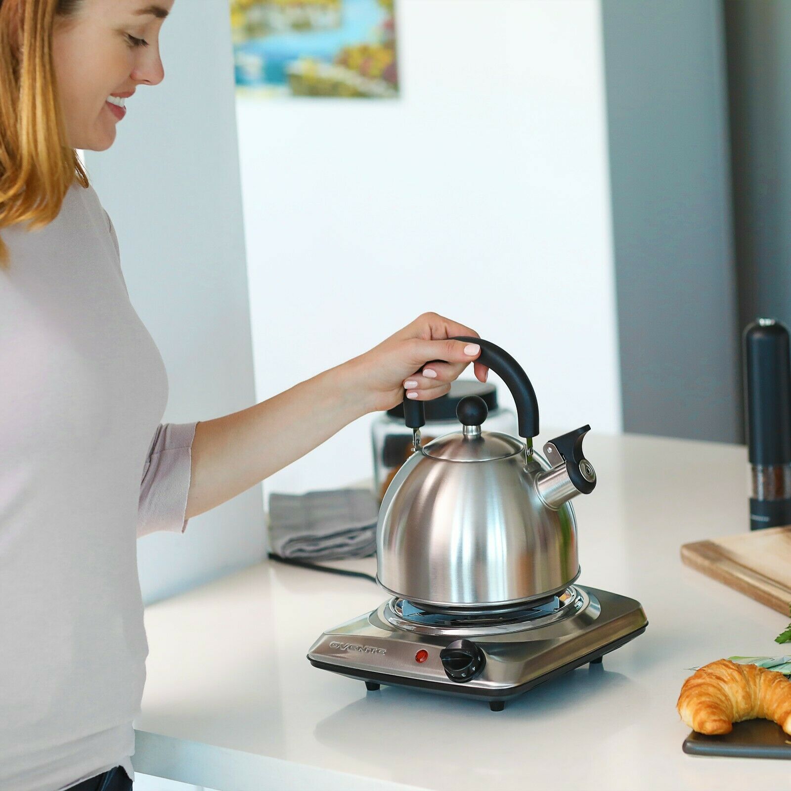 Ovente Electric Single Coil Burner 6 Inch Hot Plate Cooktop 1000W Silver BGC101S - Fresh Stock Dated February 2026