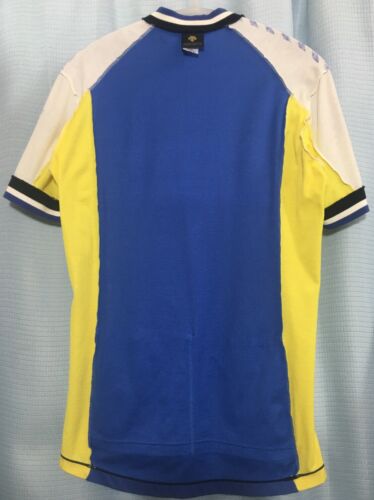 M VINTAGE 1980s DESCENTE JAPAN Cycling Jersey YELLOW Royal Blue 65% COTTON BLEND - Fresh Stock Dated December 2025