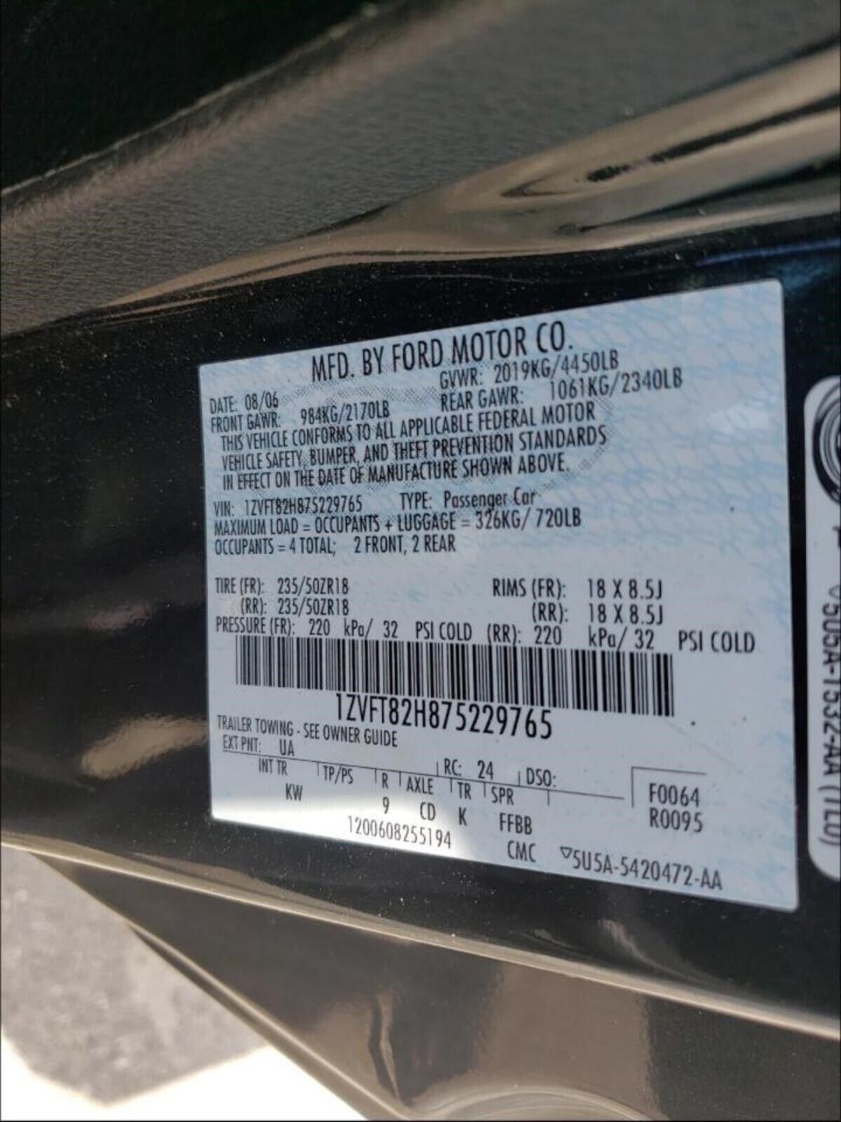 MUSTANG Transmission MT 5 speed 4.6L 3V 07 08 09 10 - Fresh Stock Dated February 2026