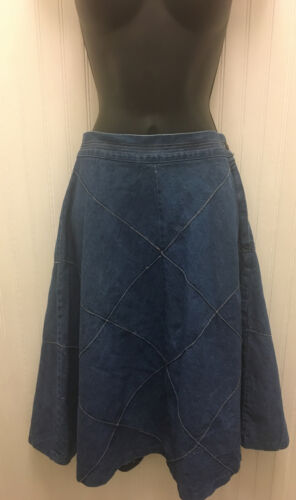 Vintage 1970s Denim Blue Jean Flare Skirt Hippy Boho Prairie Classic SM - Fresh Stock Dated March 2026