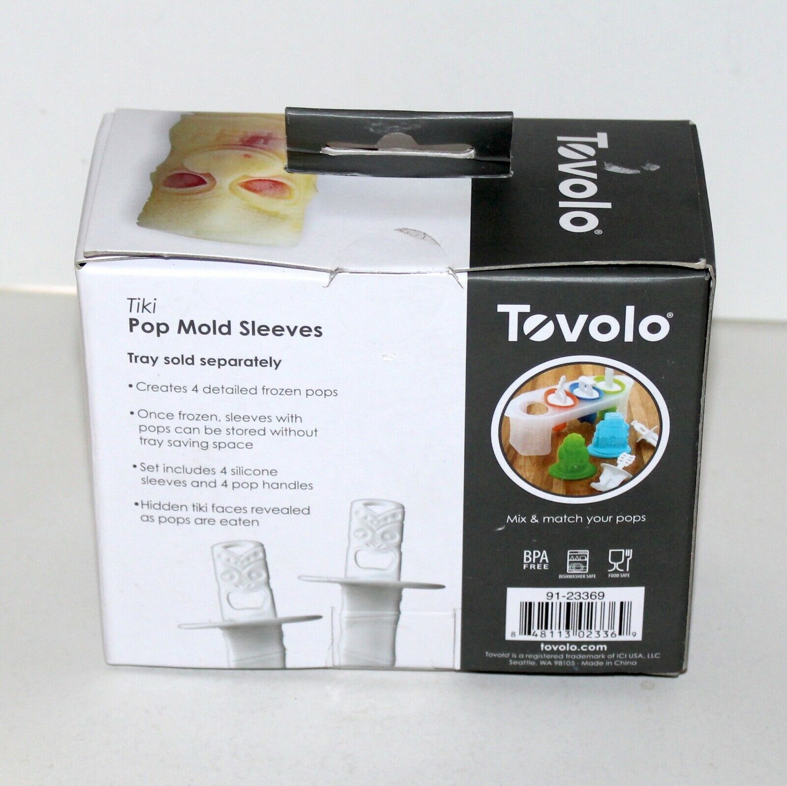 Tovolo Tiki faces Ice Pop Mold Sleeves set of 4 silicone dishwasher safe fun - Fresh Stock Dated February 2026