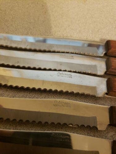 Vtg Set Of 6 Robinson Stainless Serrated Blade Steak knives - Fresh Stock Dated December 2025