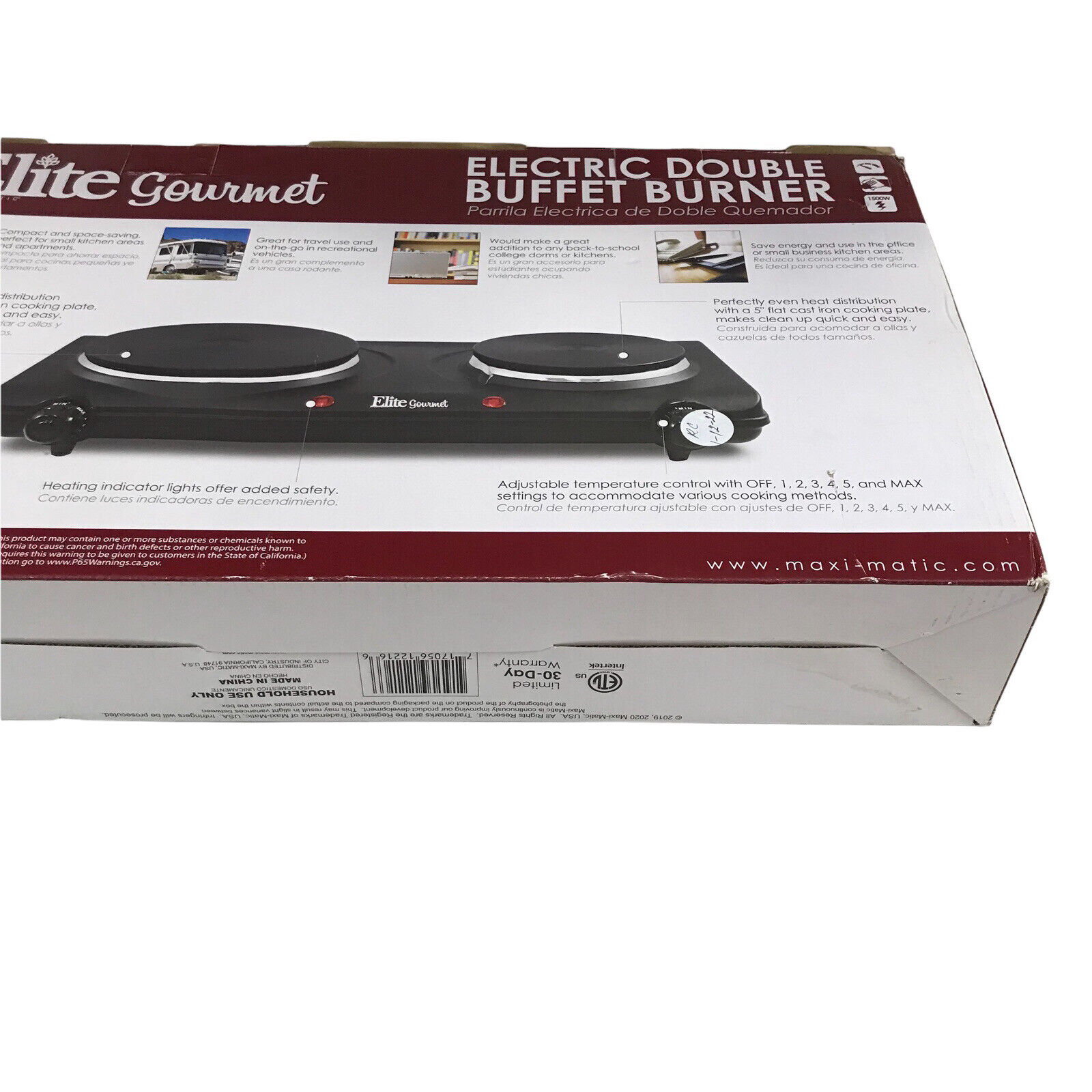 Electric Stove Cooktop  Ceramic Double Burner  Hot Plate Black NOS Camper - Fresh Stock Dated February 2026