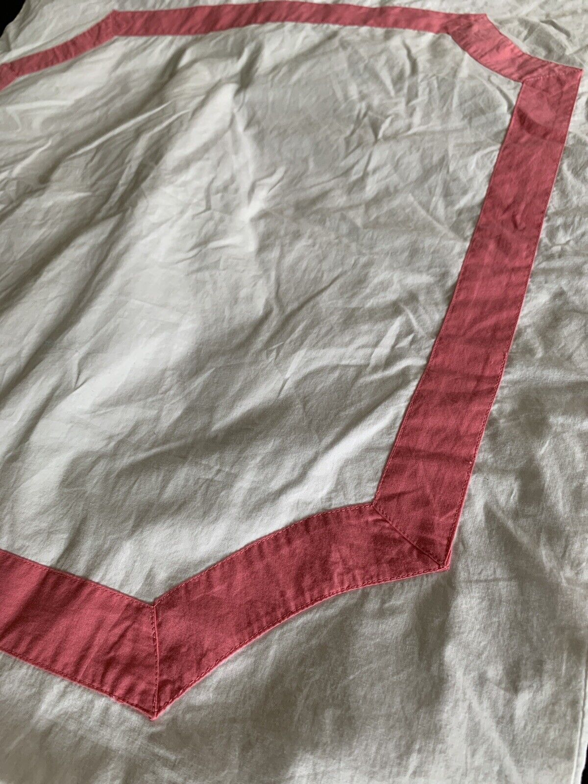 Land of Nod White Pink Border Euro Pillow Sham - Fresh Stock Dated February 2026