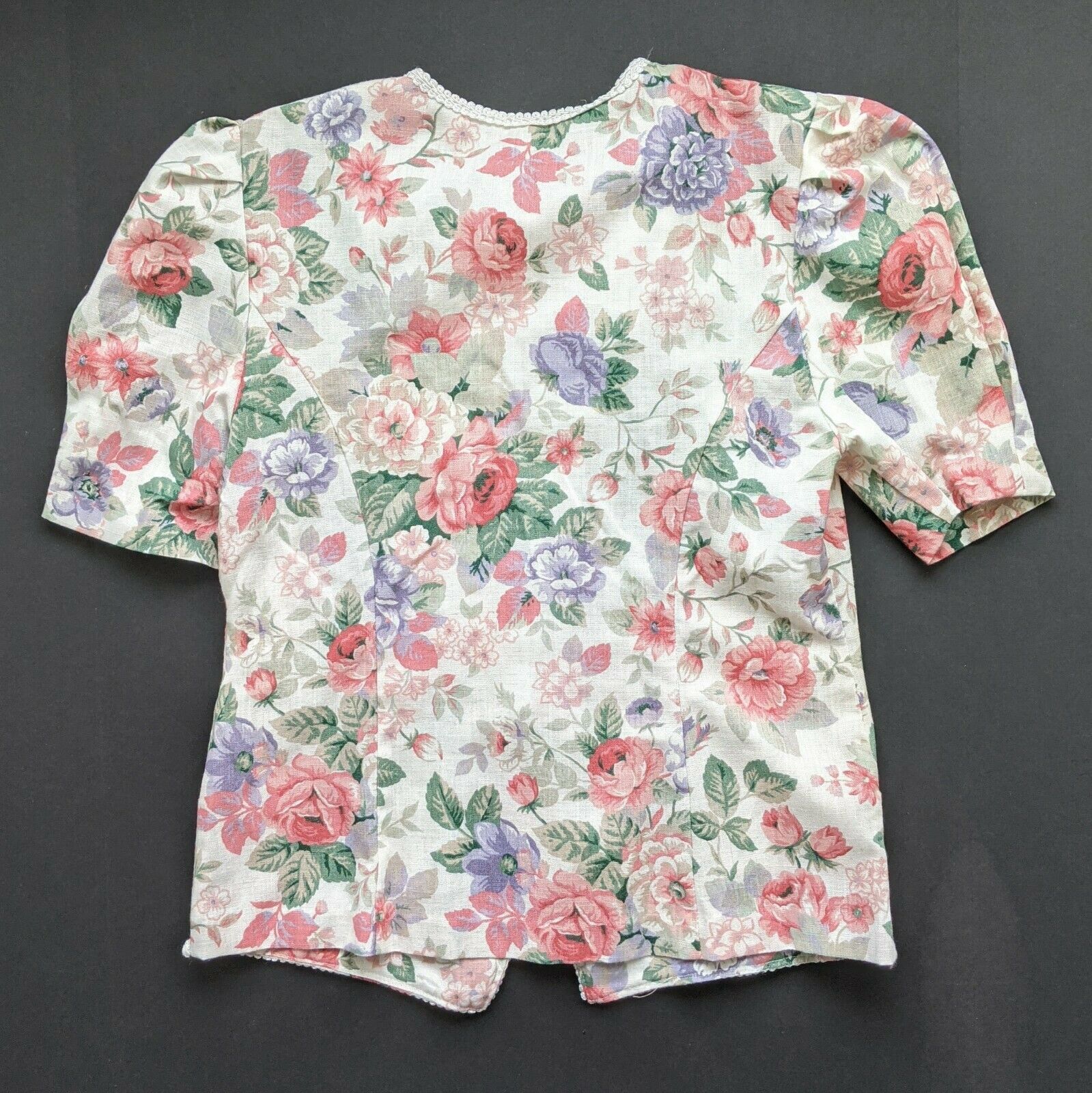 Vintage Grandma Floral Top & Skirt Set Tag sz 10 Puff Sleeves USA - Fresh Stock Dated February 2026