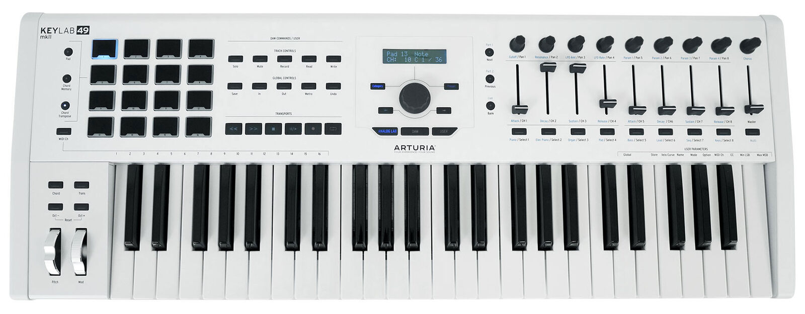 Arturia KeyLab 49 MkII 49-Key Recording Keyboard Controller in White+Headphones - Fresh Stock Dated February 2026