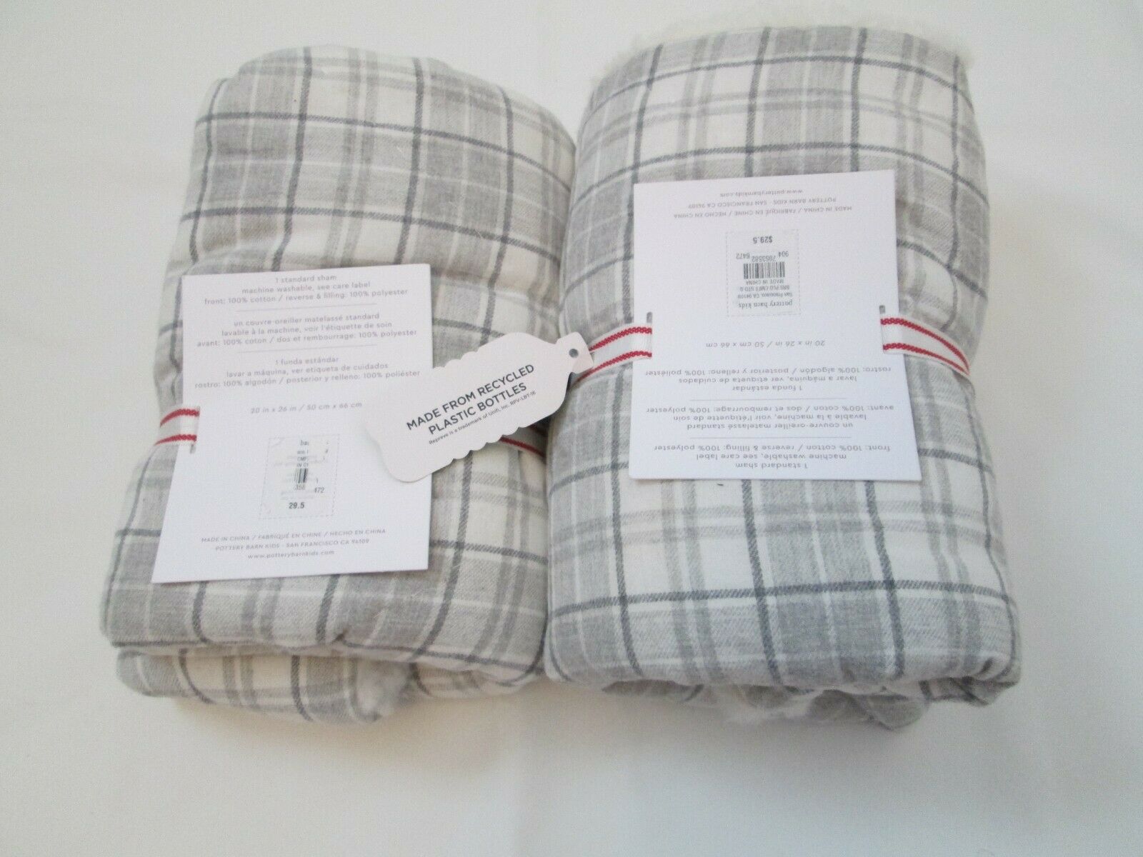 Pottery Barn Kids Holiday Plaid Sherpa Sham Standard NEW lot of 2 - Fresh Stock Dated December 2025