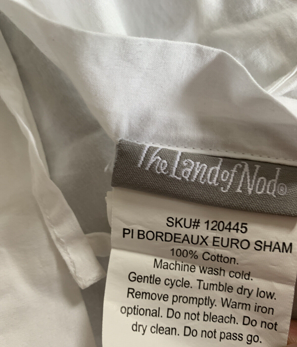 Land of Nod White Pink Border Euro Pillow Sham - Fresh Stock Dated February 2026