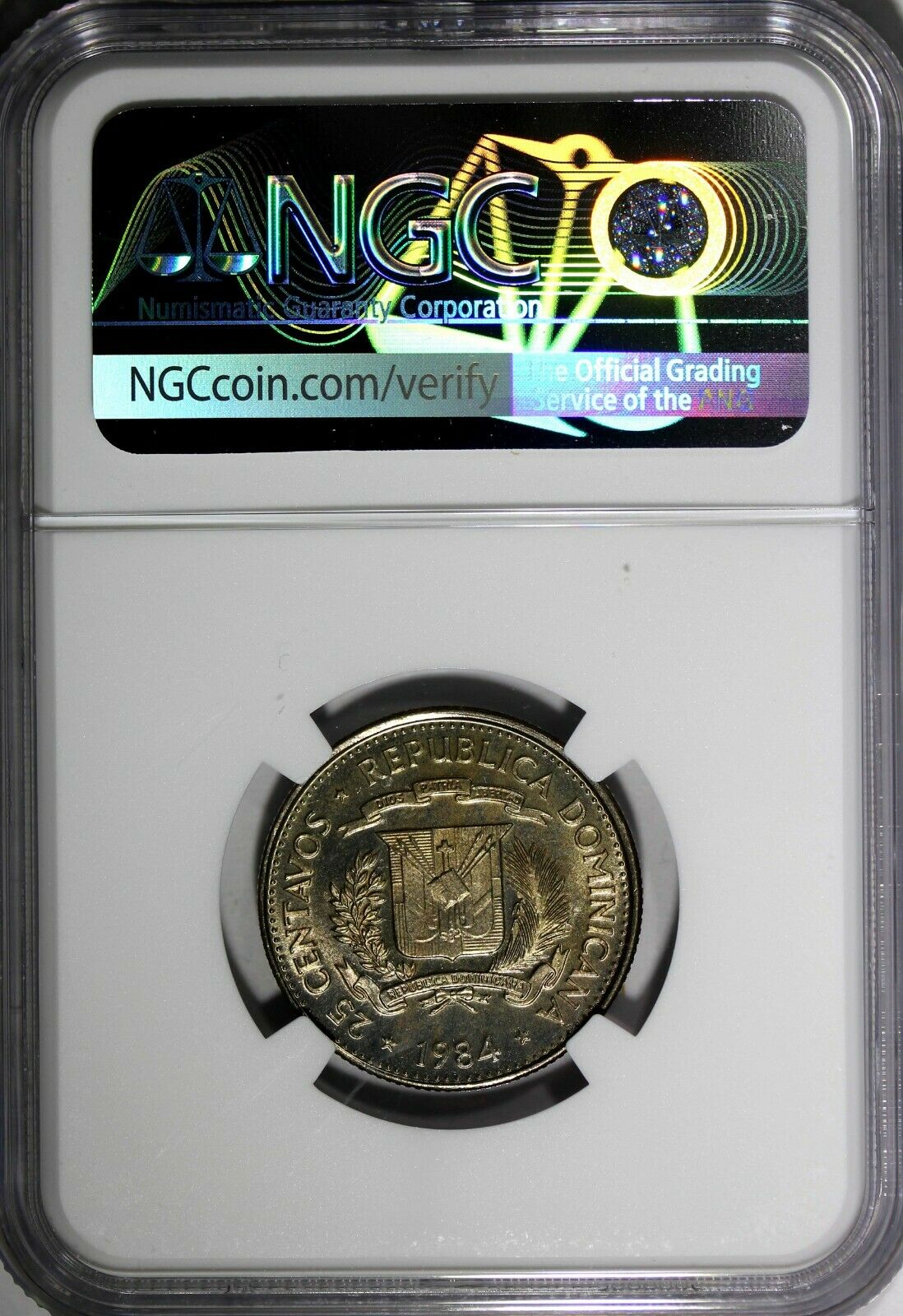 DOMINICAN REPUBLIC PROOF 1984 25 Centavos NGC PF64 CAMEO Mirabal Sisters KM#61.1 - Fresh Stock Dated December 2025